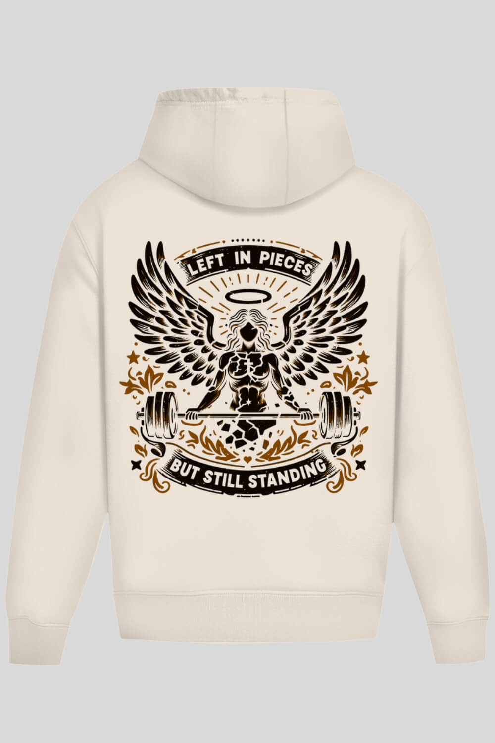 Rückansicht Angel Oversize Hoodie Sand für Männer und Frauen