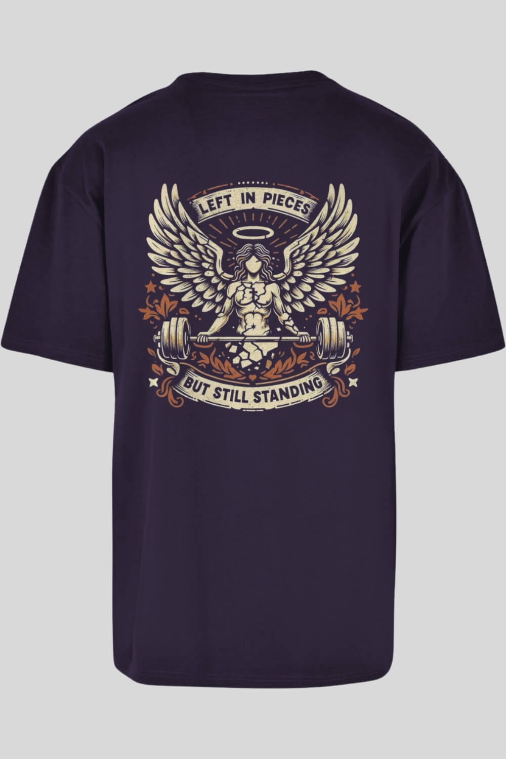 Rückansicht Angel Oversize T-Shirt Purple für Männer und Frauen