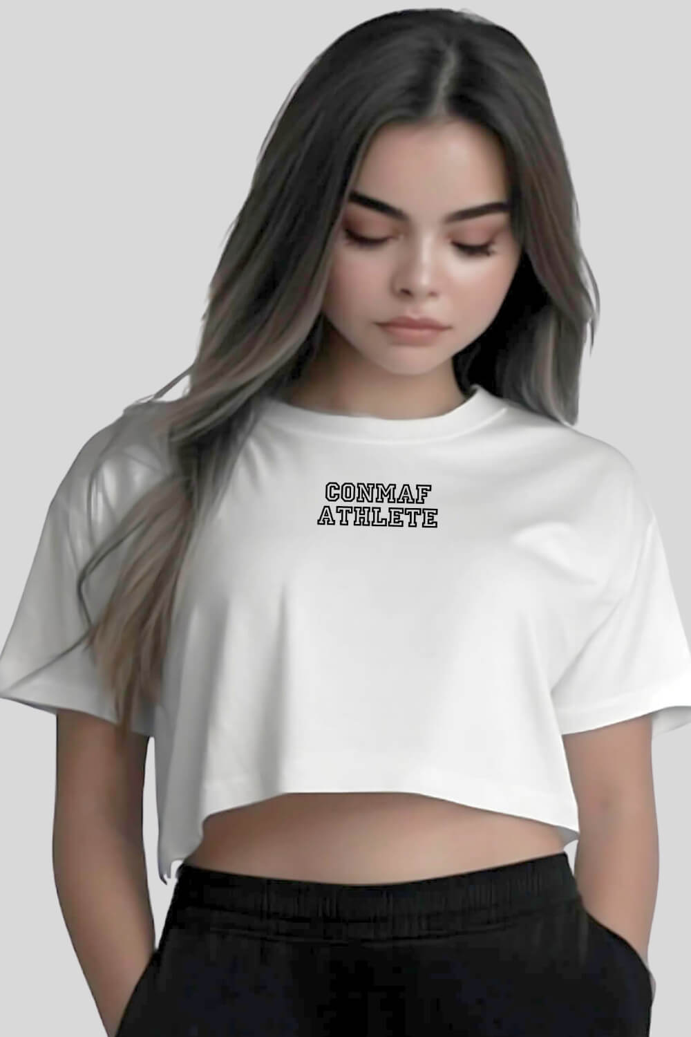 Frontansicht Athlete Oversize Crop Top White für Frauen