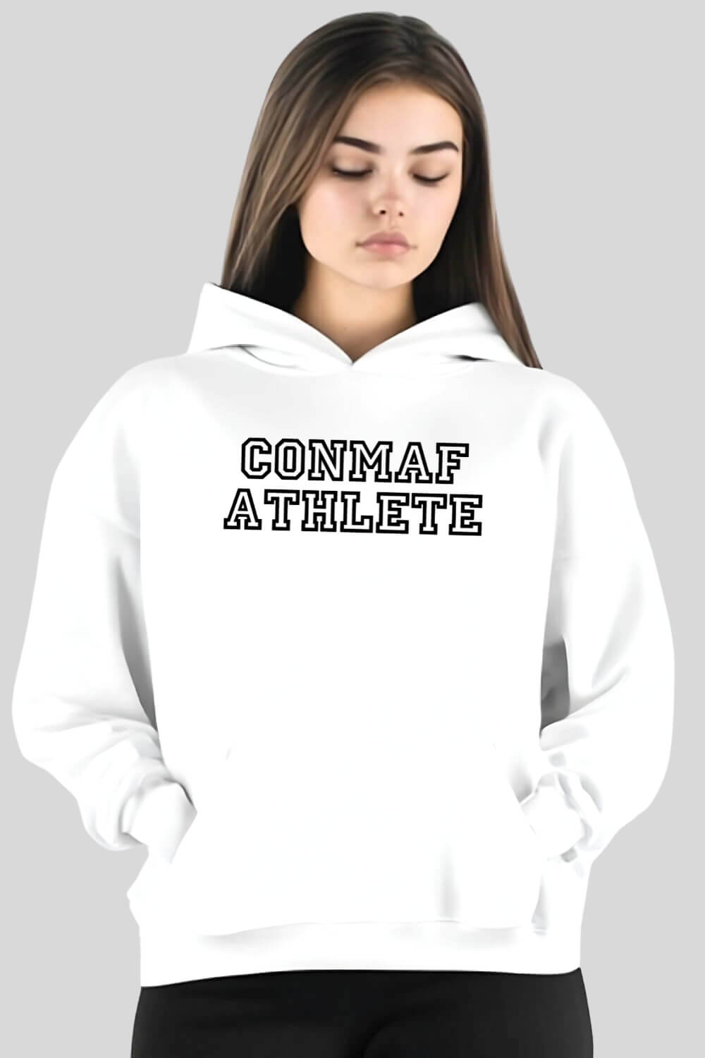 Frontansicht Athlete Oversize Hoodie White für Männer und Frauen
