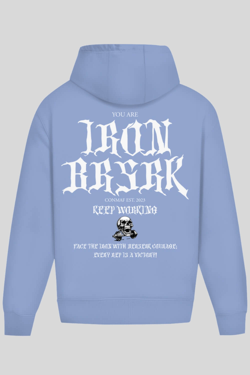 Rückansicht BRSRK Oversize Hoodie Blue für Männer und Frauen