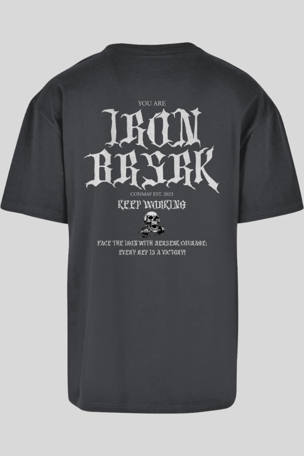 Rückansicht BRSRK Oversize T-Shirt Charcoal für Männer und Frauen