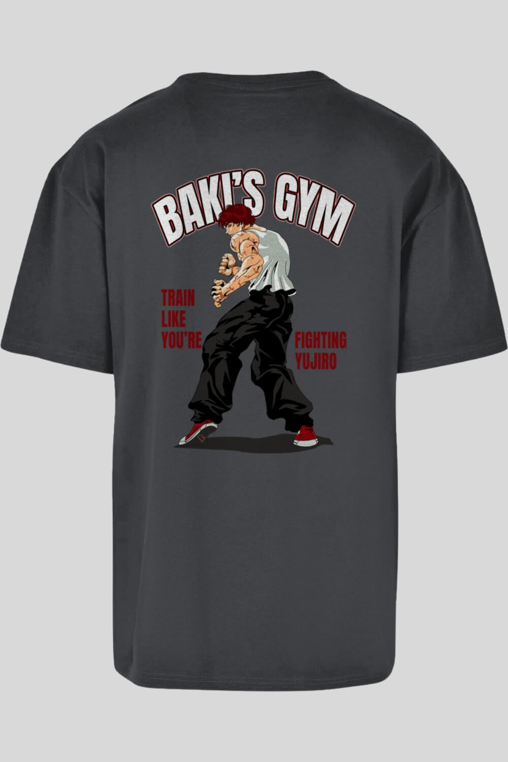 Rückansicht Baki Oversize T-Shirt Charcoal für Männer und Frauen