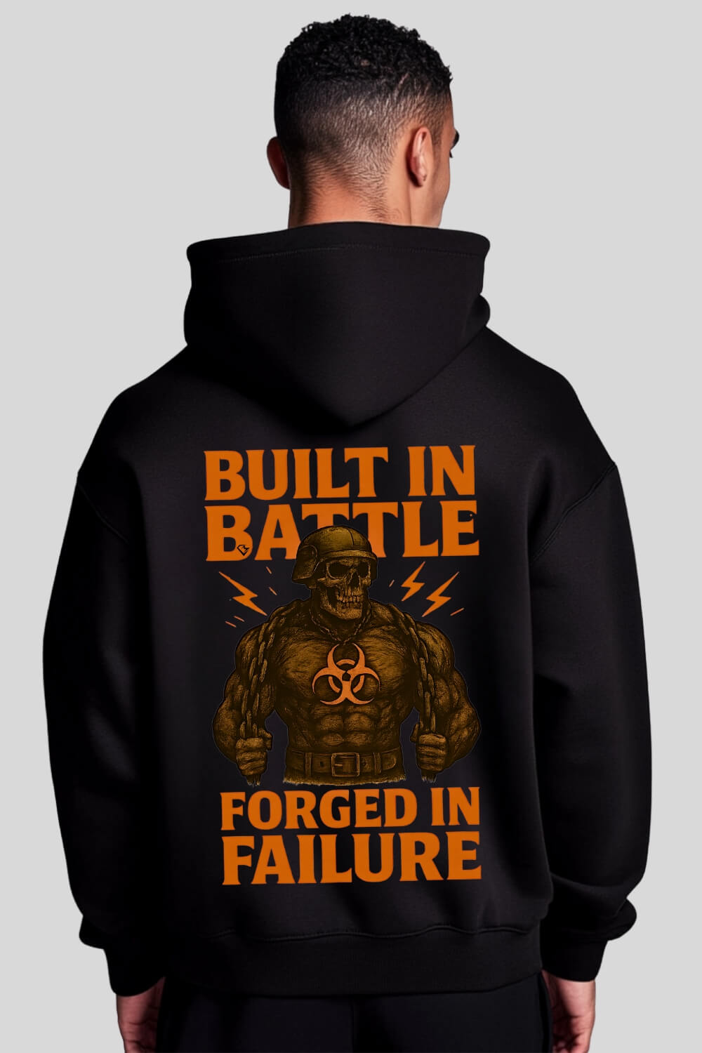 Rückansicht Battle Oversize Hoodie Black für Männer und Frauen