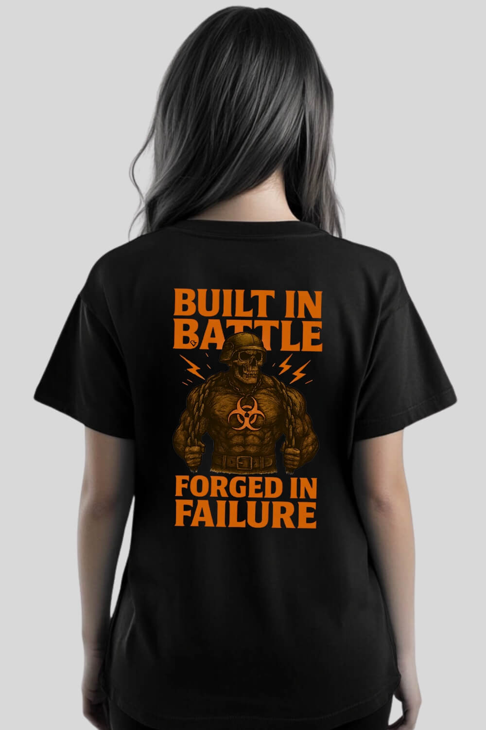 Rückansicht Battle Oversize T-Shirt Black für Männer und Frauen