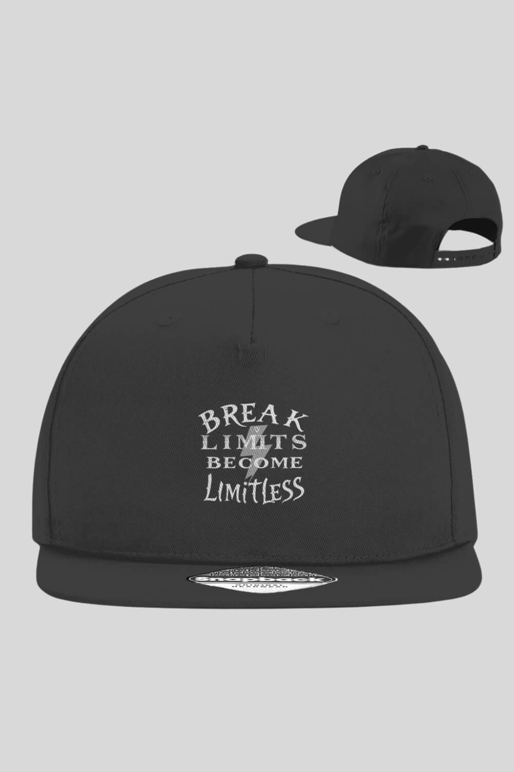 Frontansicht Break Limits Cap Grey Snapback für Männer und Frauen