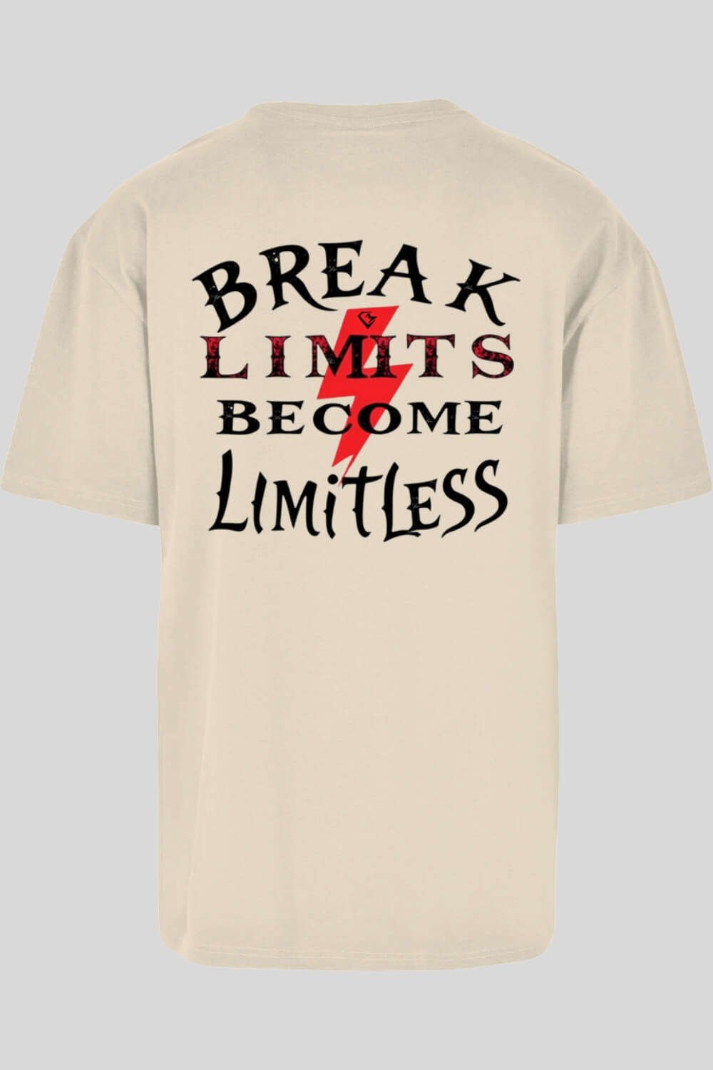 Rückansicht Break Limits Oversize T-Shirt Sand für Männer und Frauen