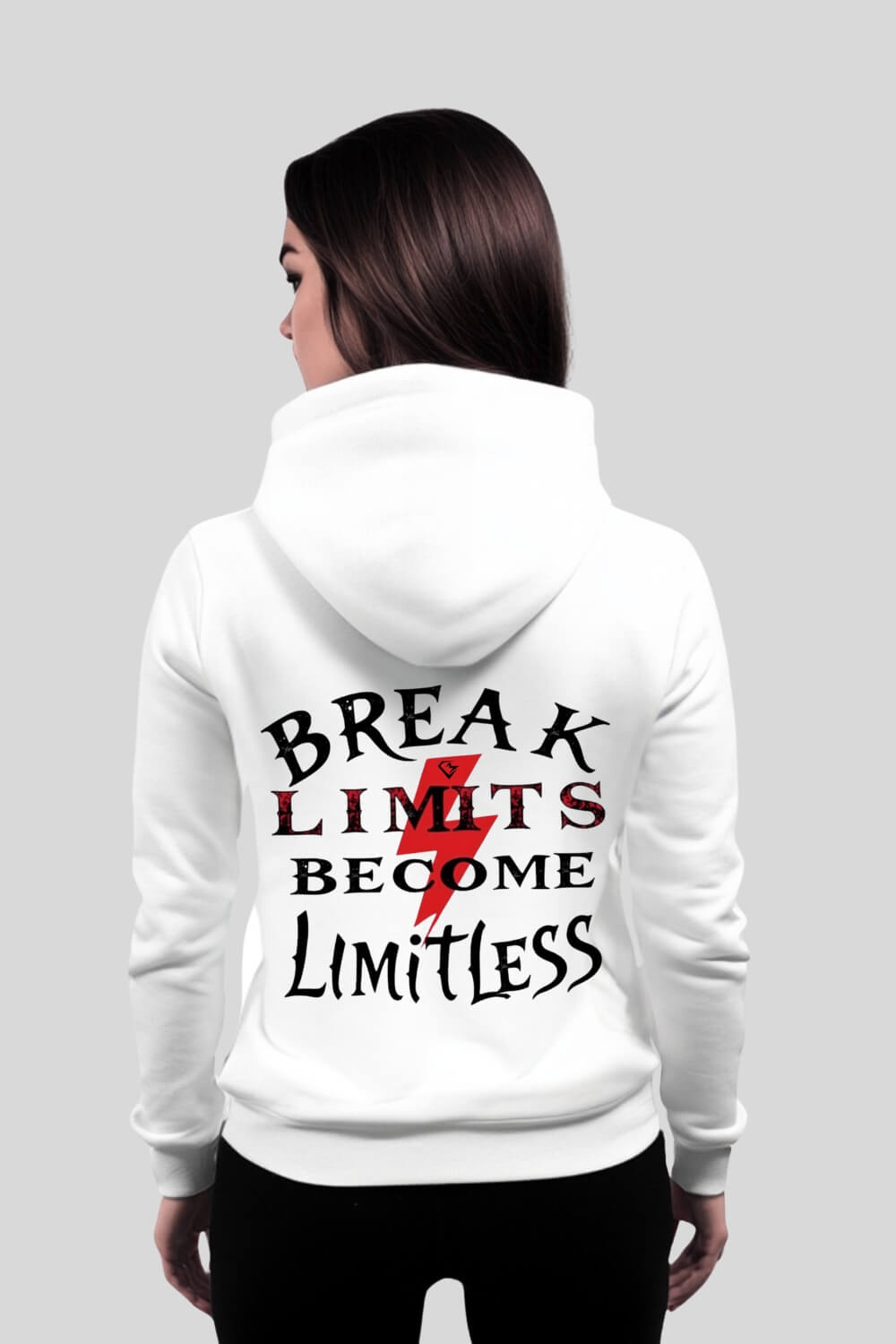 Rückansicht Break Limits Oversize Zipper White für Männer und Frauen