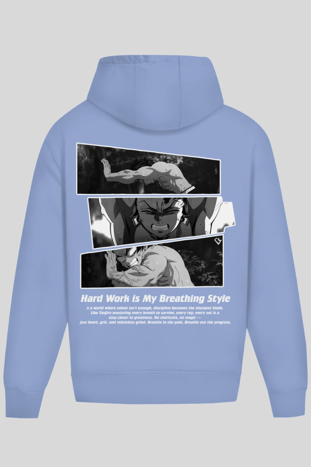 Rückansicht Breathing Oversize Hoodie Blue für Männer und Frauen