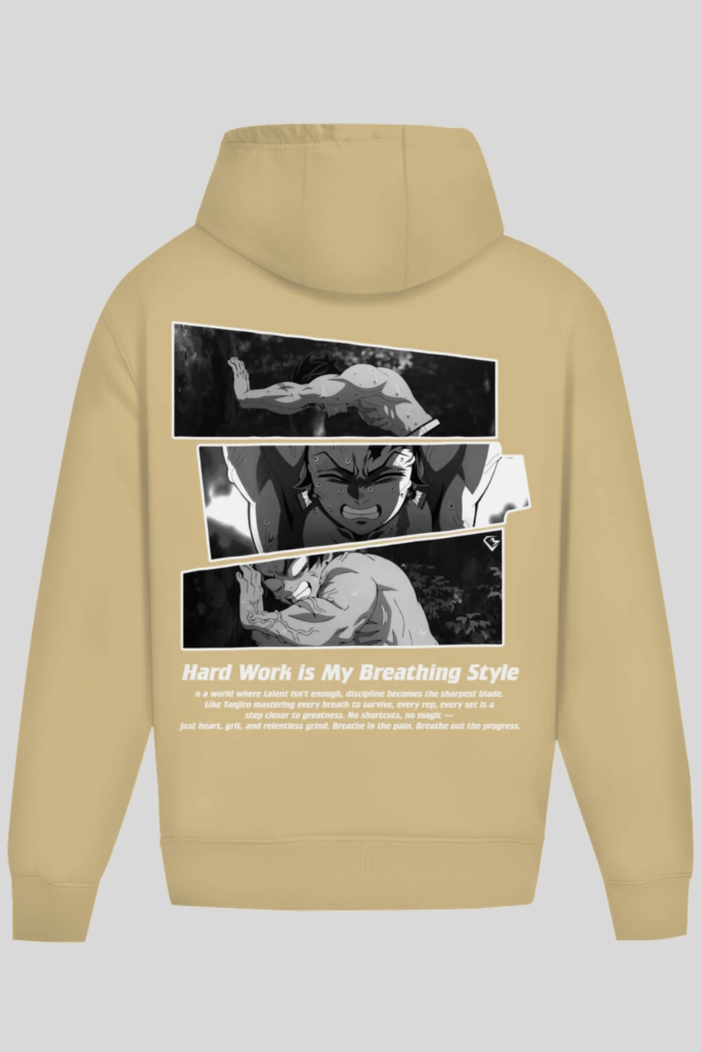Rückansicht Breathing Oversize Hoodie Sand für Männer und Frauen