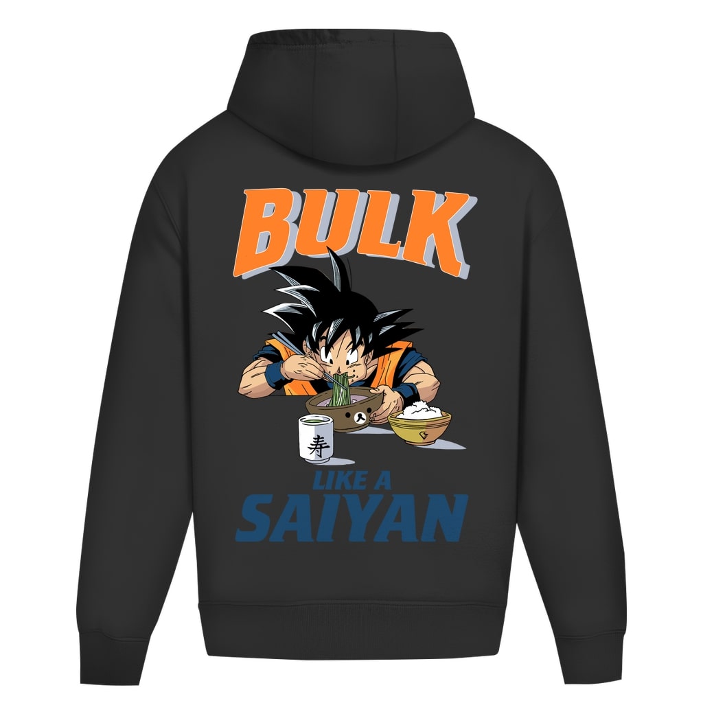 Rückansicht Bulk Oversize Hoodie Black für Männer und Frauen