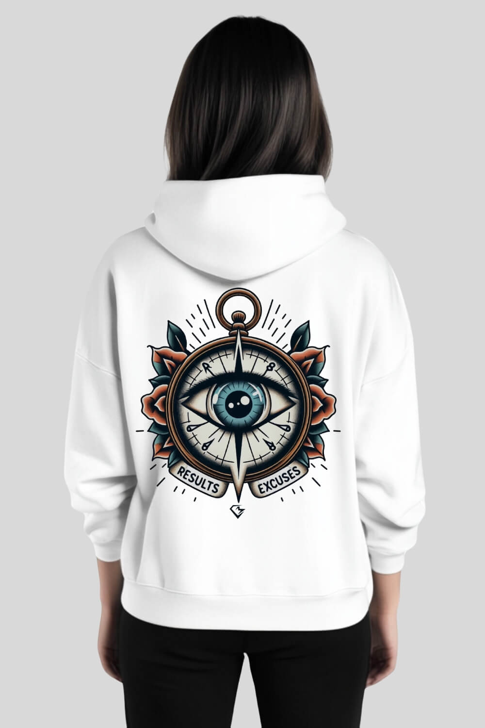 Rückansicht Choose Oversize Hoodie White für Männer und Frauen