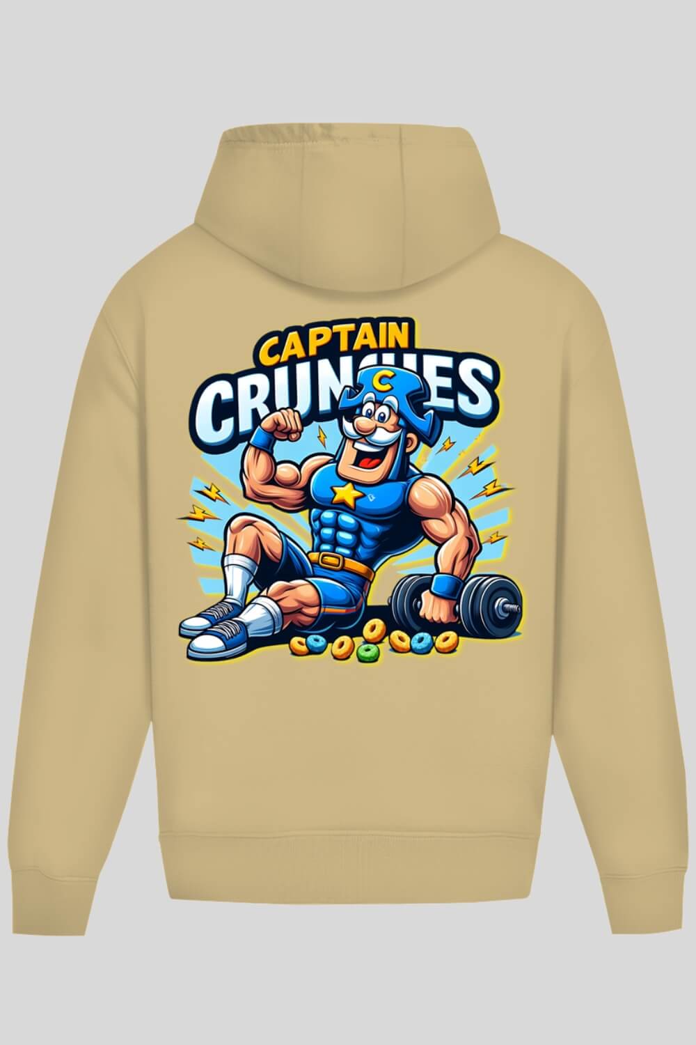 Rückansicht Cpt Crunches Oversize Hoodie Sand für Männer und Frauen