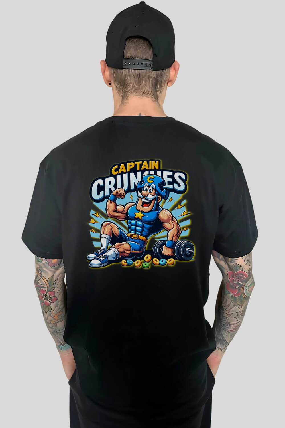 Rückansicht Cpt Crunches Oversize T-Shirt Black für Männer und Frauen