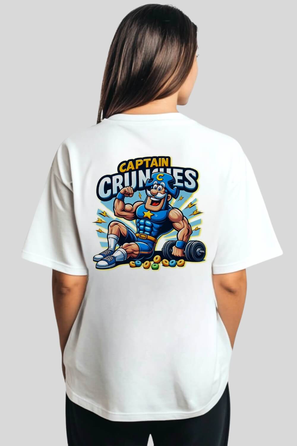 Rückansicht Cpt Crunches Oversize T-Shirt White für Männer und Frauen