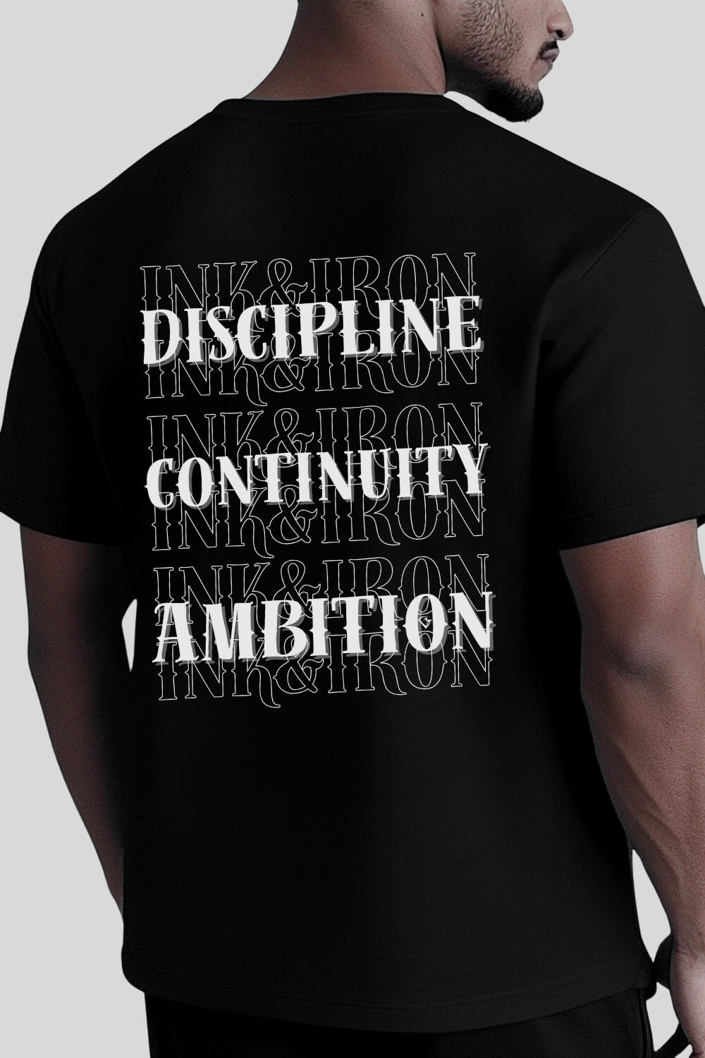 Rückansicht Discipline Oversize T-Shirt Black für Männer und Frauen