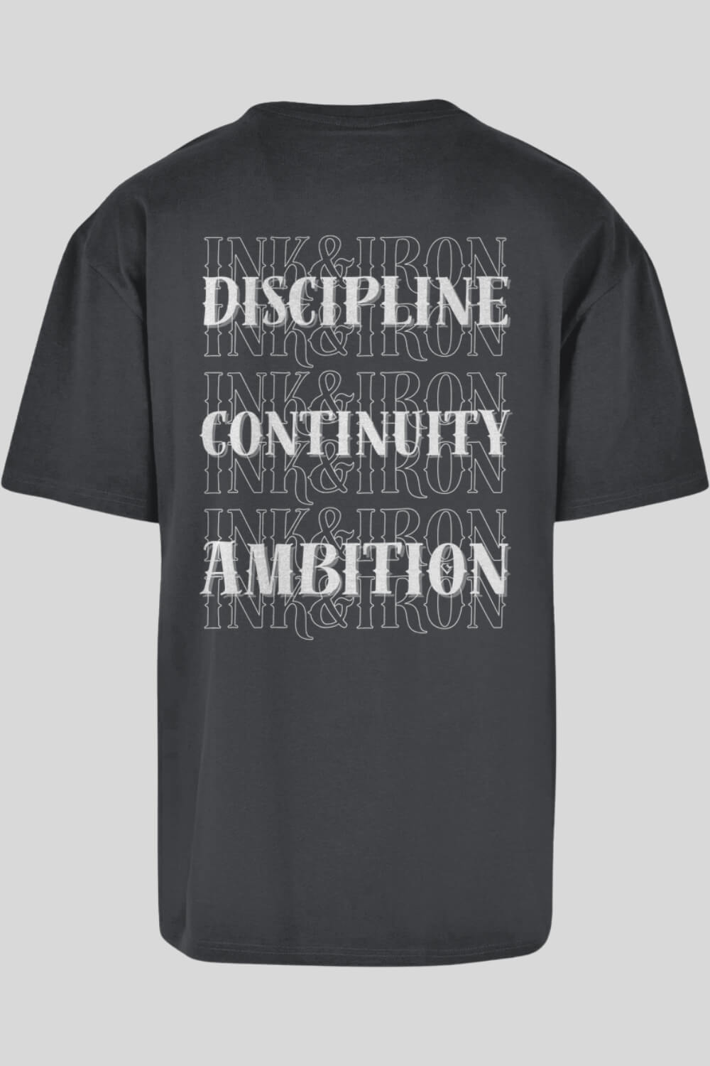 Rückansicht Discipline Oversize T-Shirt Charcoal für Männer und Frauen