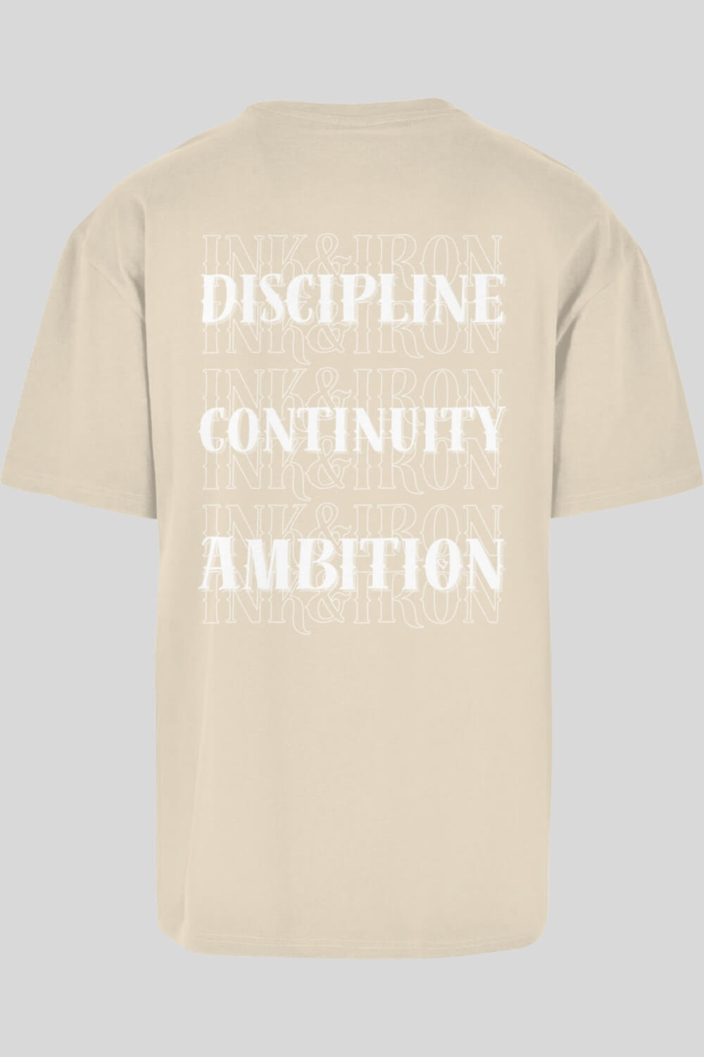 Rückansicht Discipline Oversize T-Shirt Sand für Männer und Frauen