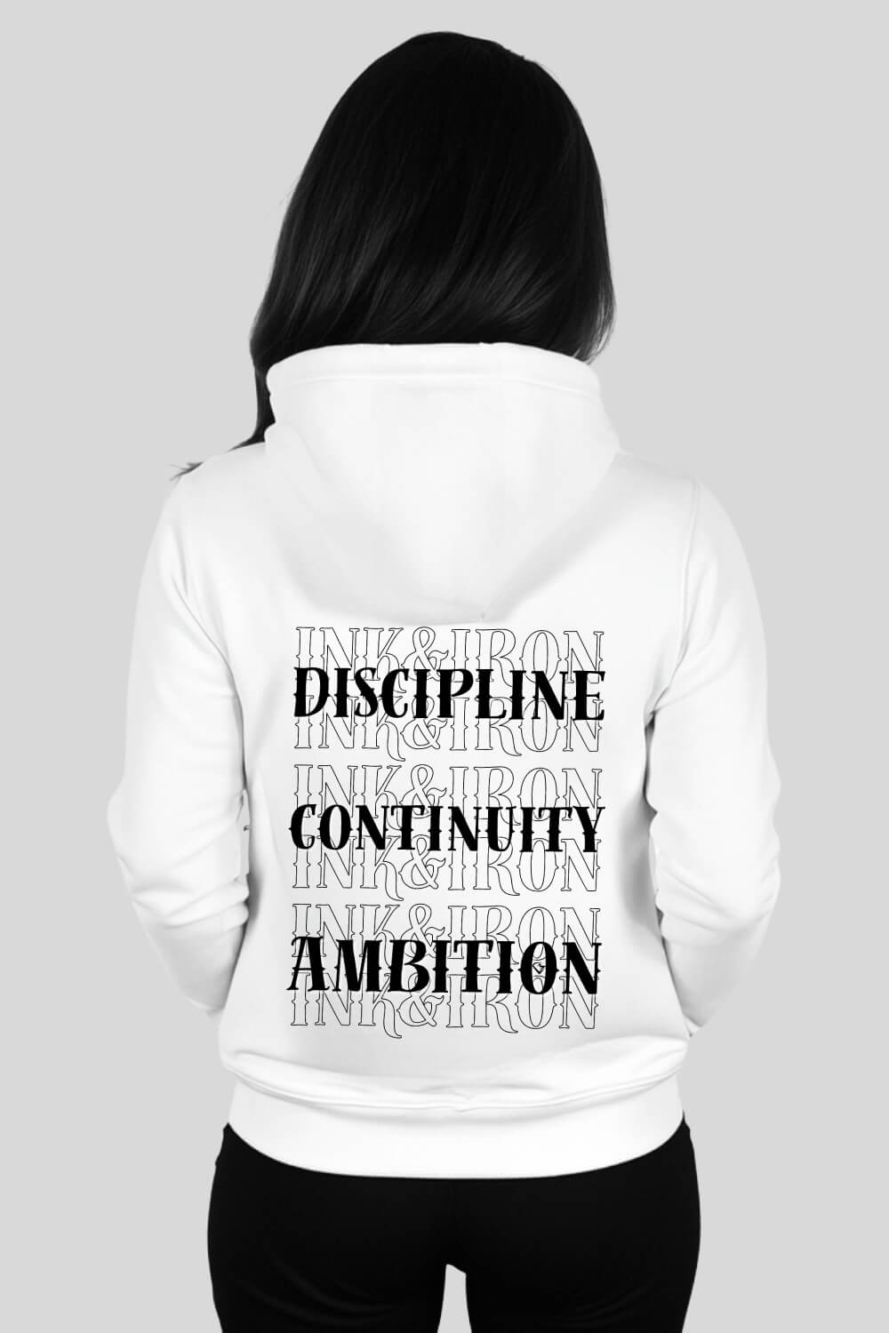 Rückansicht Discipline Oversize Zipper White für Männer und Frauen
