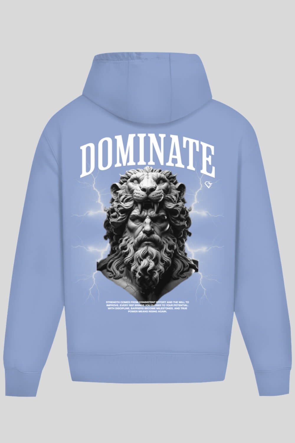 Rückansicht Dominate Oversize Hoodie Blue für Männer und Frauen