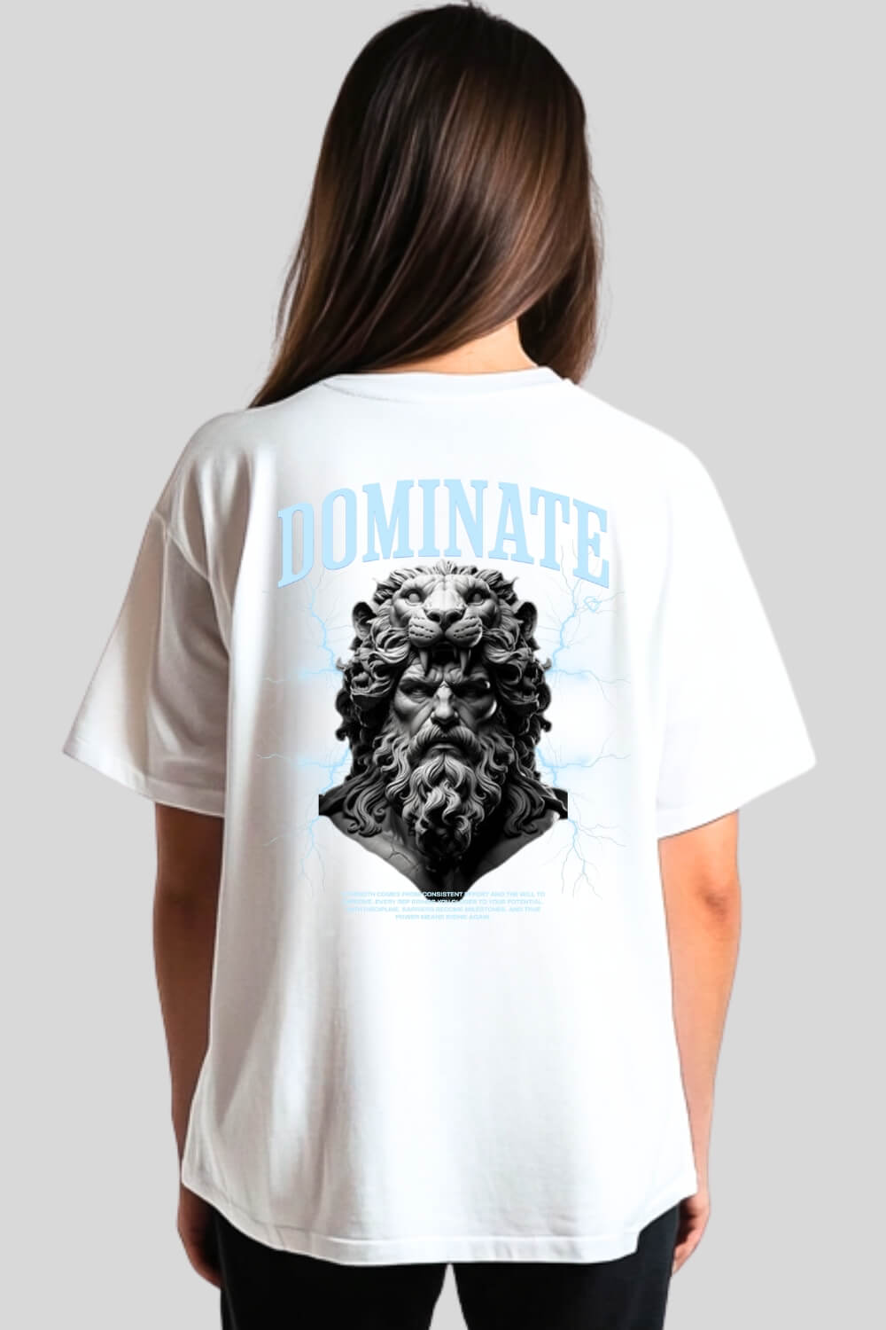 Rückansicht Dominate Oversize T-Shirt White für Männer und Frauen
