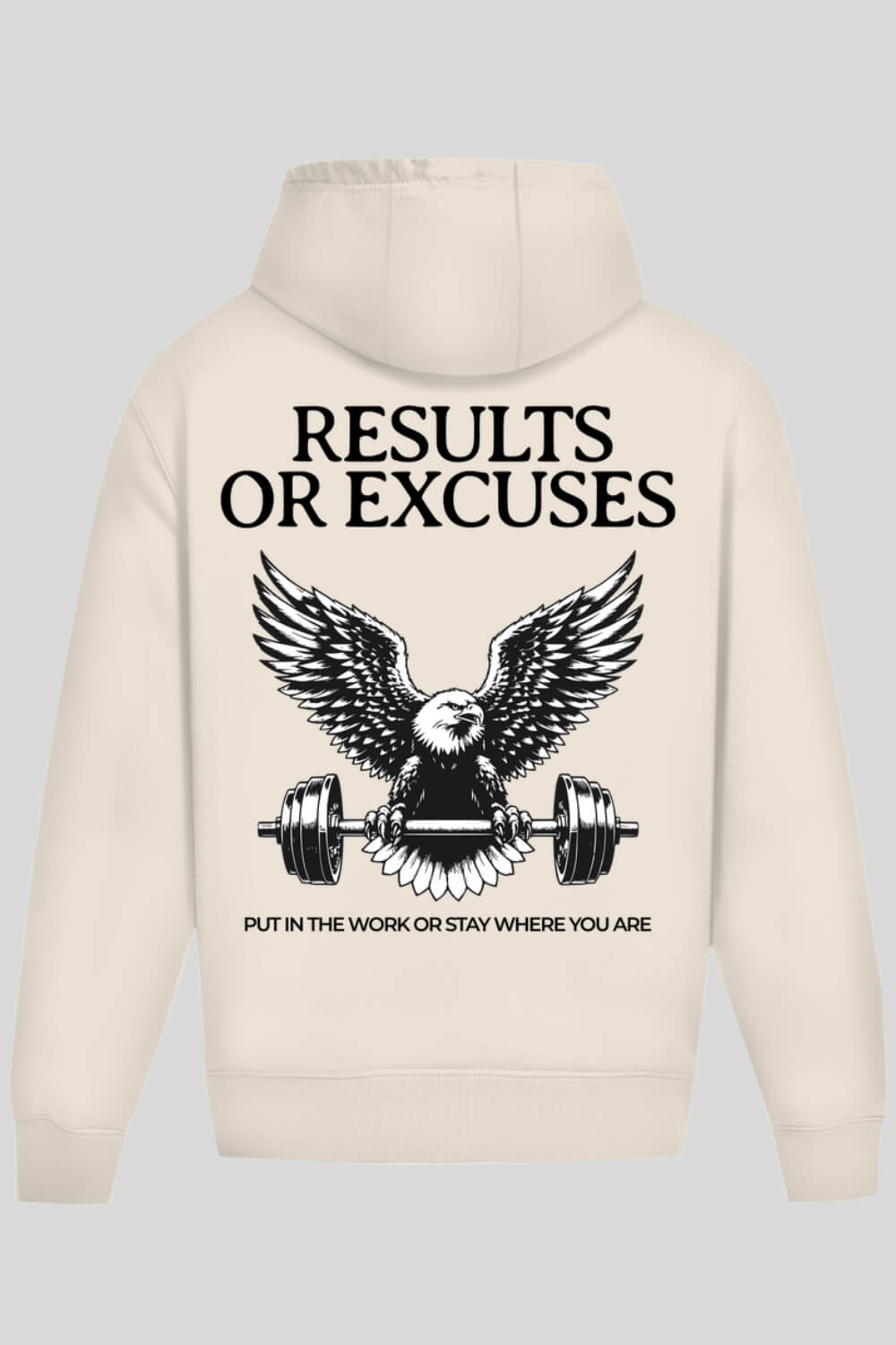 Rückansicht Eagle Oversize Hoodie Sand für Männer und Frauen