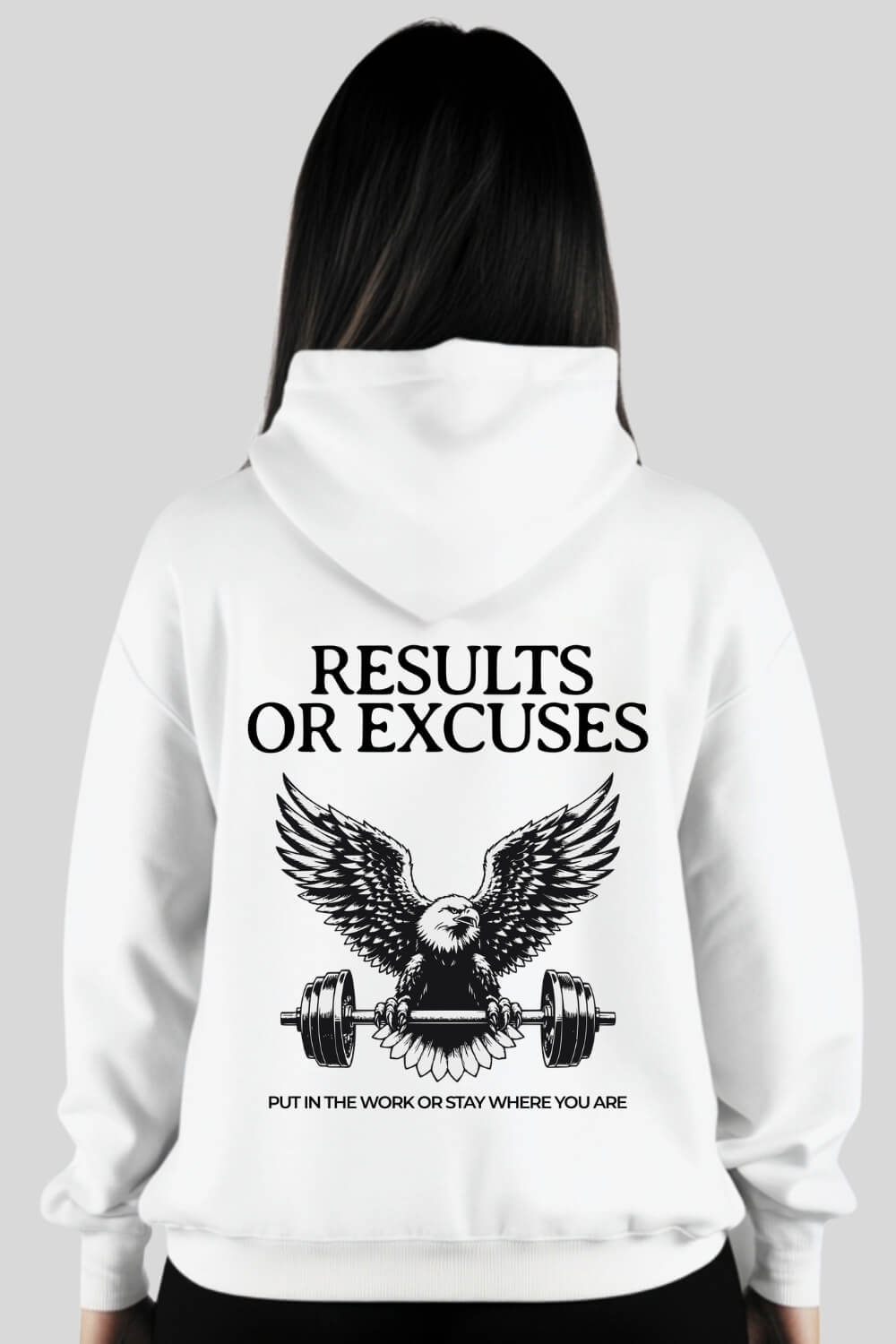 Rückansicht Eagle Oversize Hoodie White für Männer und Frauen