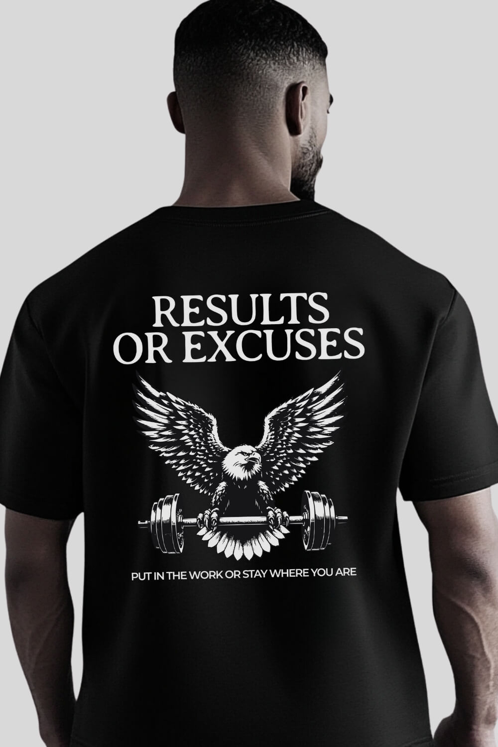 Rückansicht Eagle Oversize T-Shirt Black für Männer und Frauen