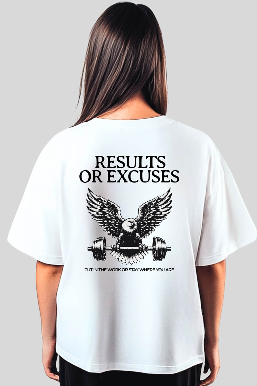 Rückansicht Eagle Oversize T-Shirt White für Männer und Frauen