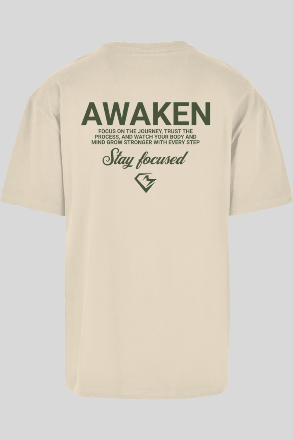 Rückansicht Focus Oversize T-Shirt Sand für Männer und Frauen