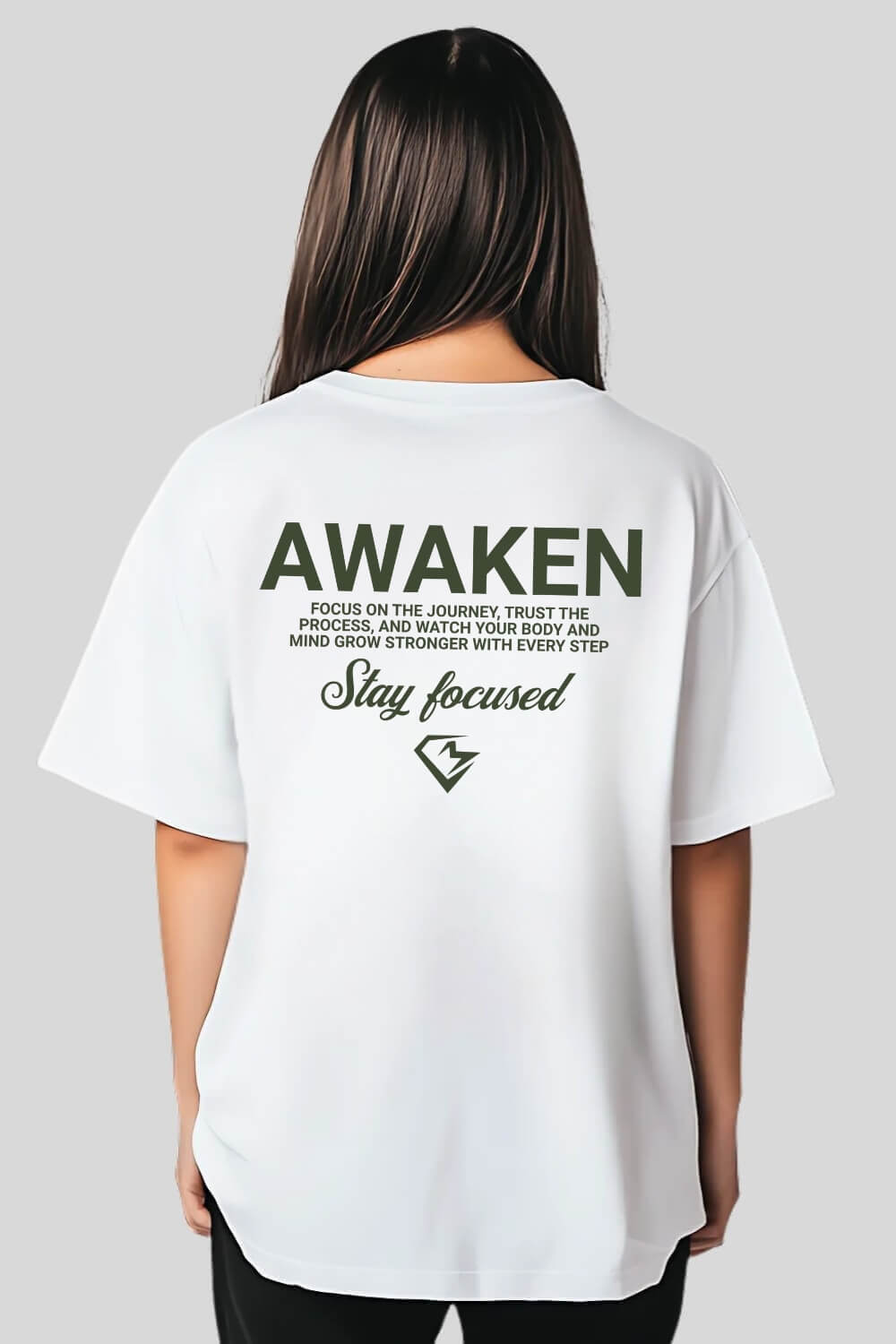 Rückansicht Focus Oversize T-Shirt White für Männer und Frauen