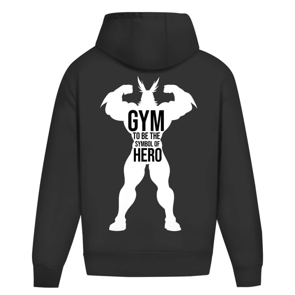 Rückansicht Hero Oversize Hoodie Black für Männer und Frauen
