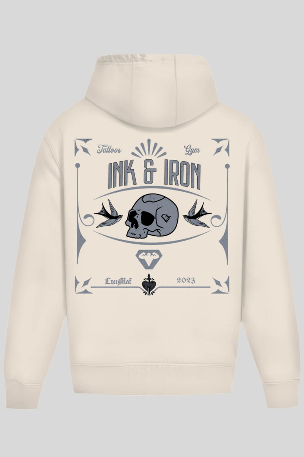 Rückansicht Ink Oversize Hoodie Farbe Sand für Männer und Frauen