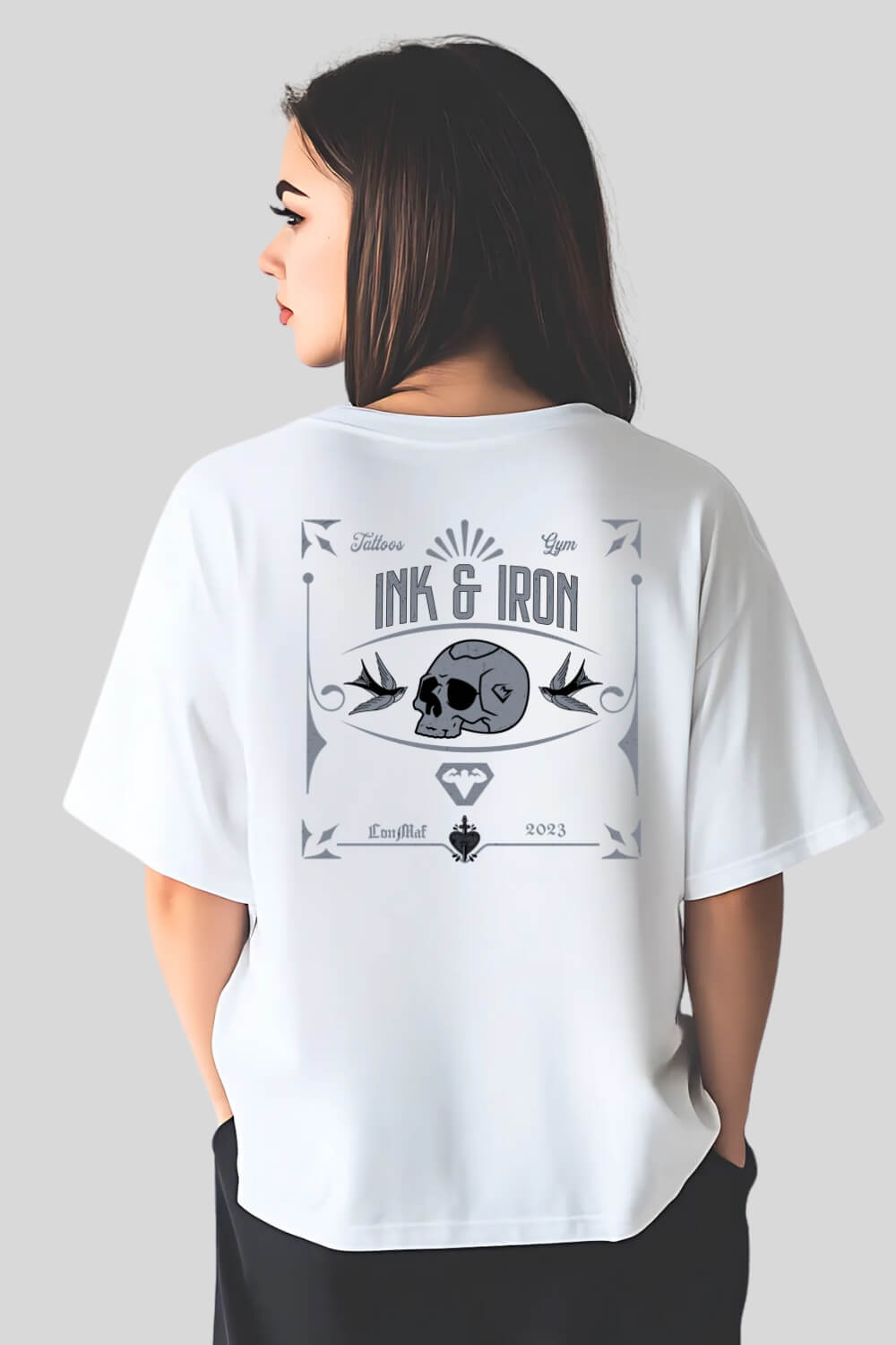 Rückansicht Ink Oversize T-Shirt White für Männer und Frauen
