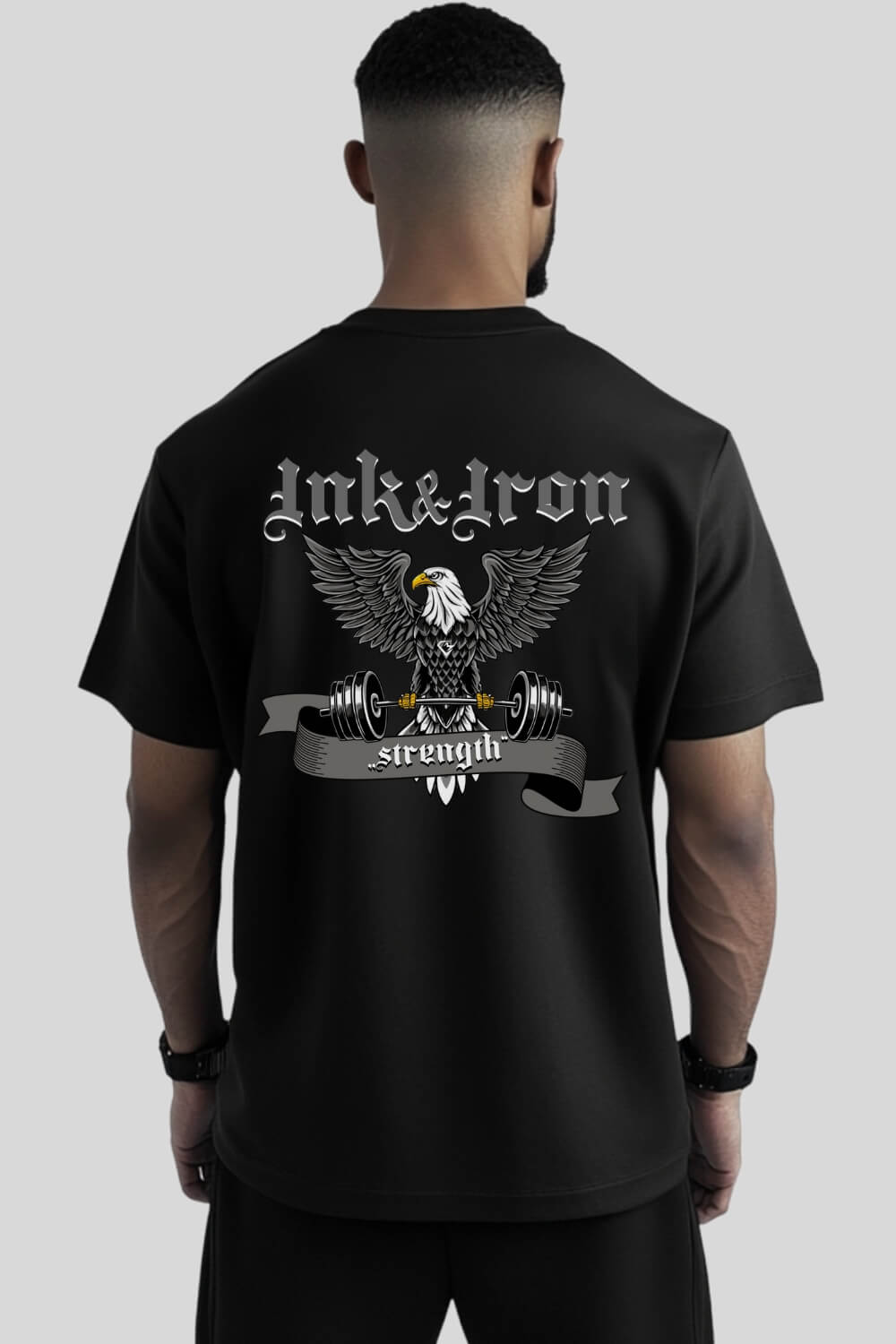 Rückansicht Ink&Iron Oversize T-Shirt Black für Männer und Frauen