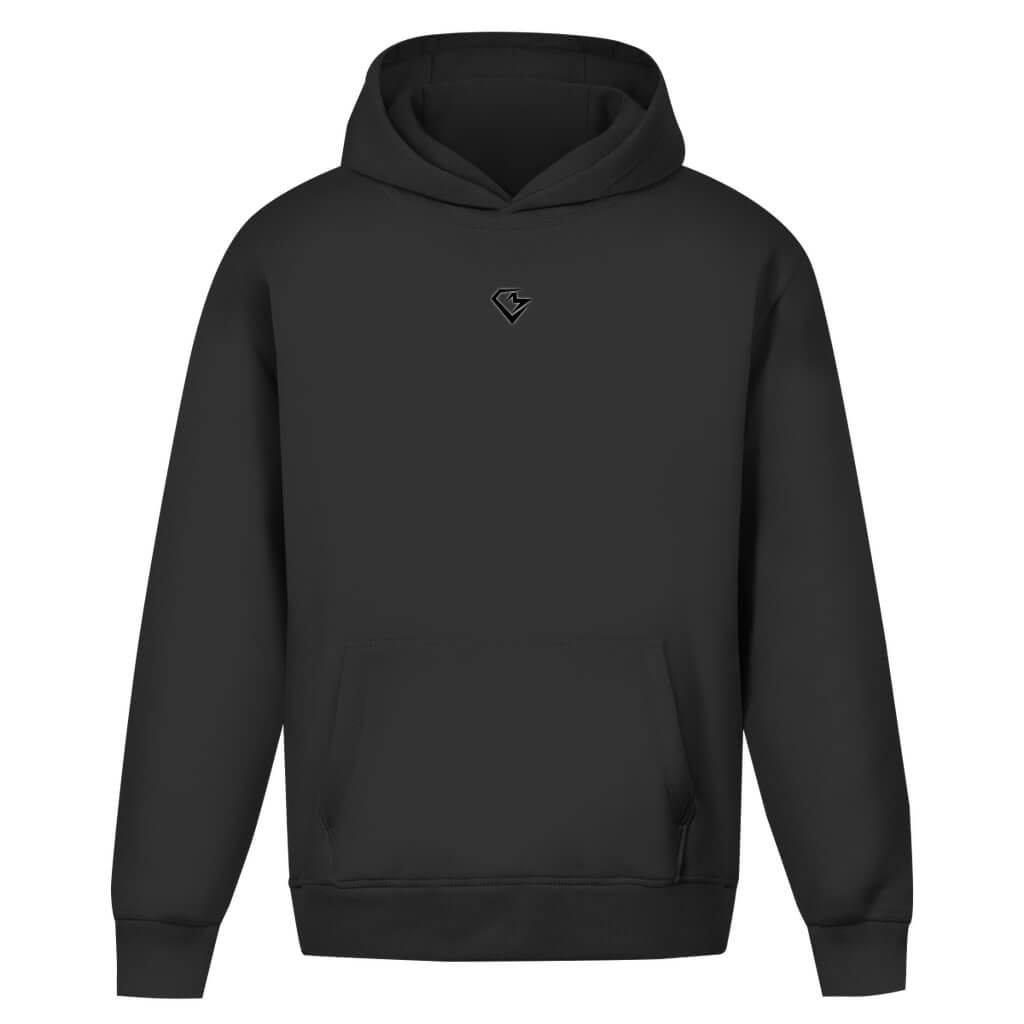 Frontansicht Iron Pride Oversize Hoodie Black für Männer und Frauen