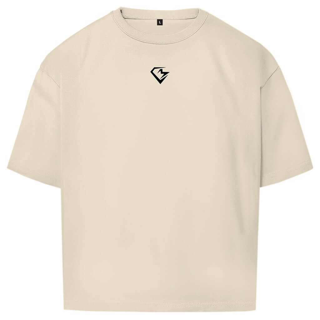 Frontansicht Iron Pride Oversize T-Shirt Sand für Männer und Frauen