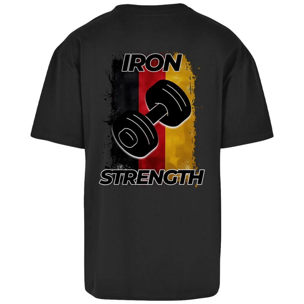 Rückansicht Iron Strength Oversize T-Shirt Black für Männer und Frauen
