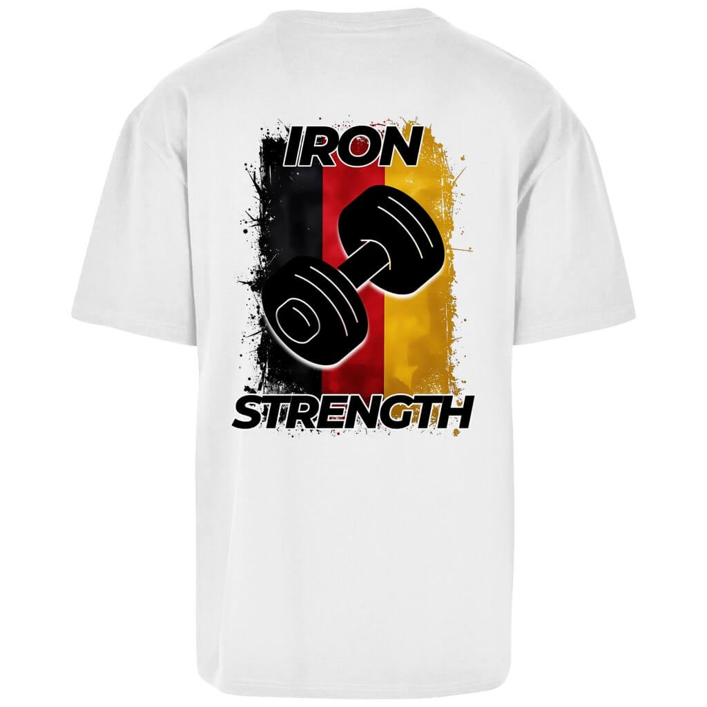 Rückansicht Iron Strength Oversize T-Shirt White für Männer und Frauen