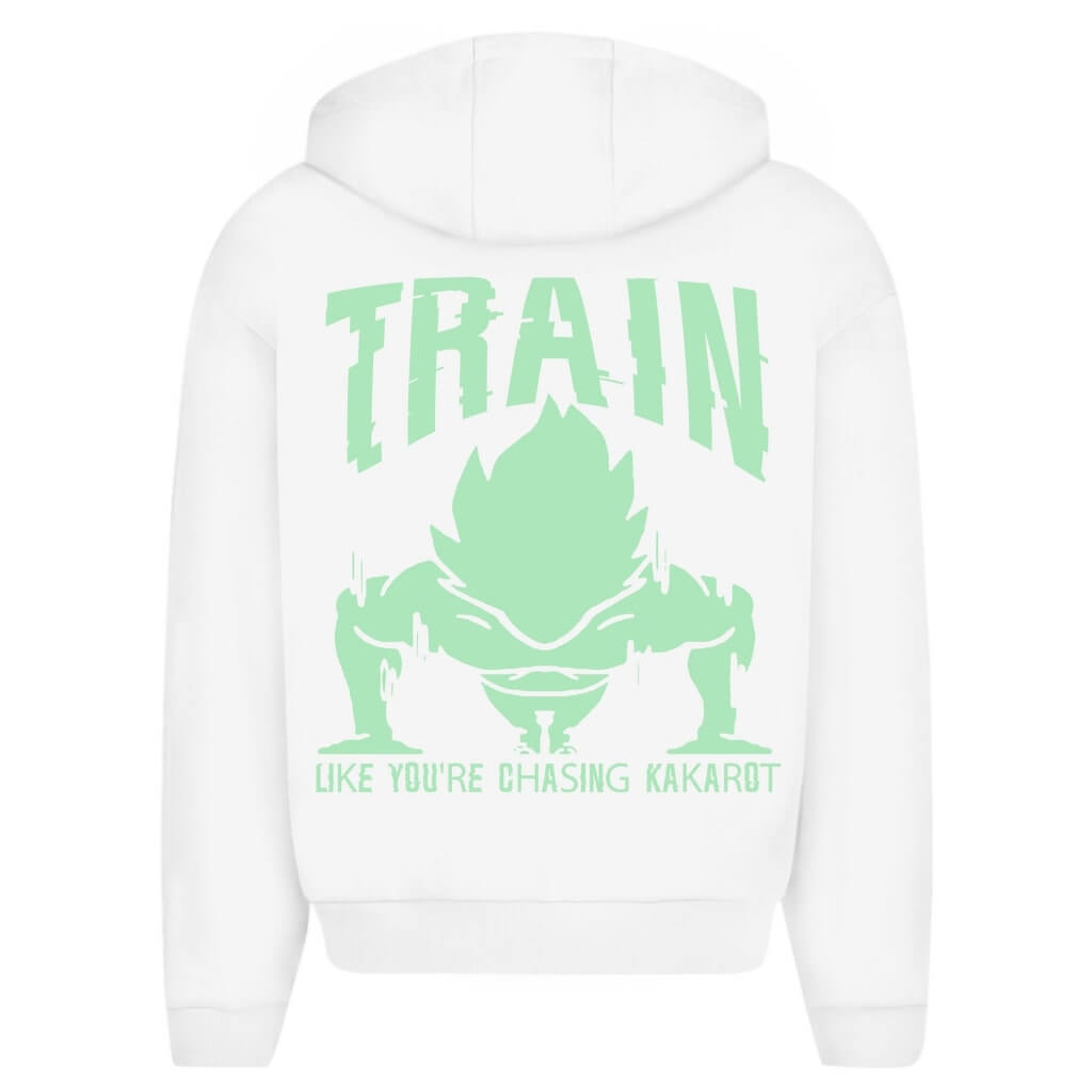 Rückansicht Kakarot Oversize Zipper White für Männer und Frauen