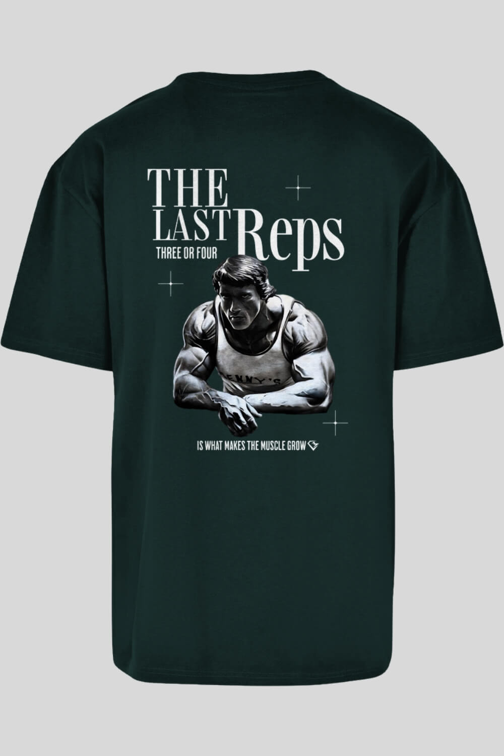 Rückansicht Last Reps Oversize T-Shirt Green für Männer und Frauen