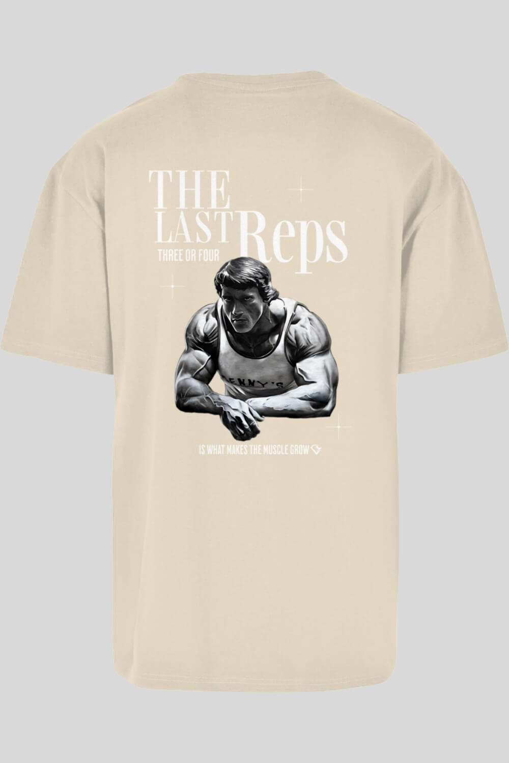 Rückansicht Last Reps Oversize T-Shirt Sand für Männer und Frauen