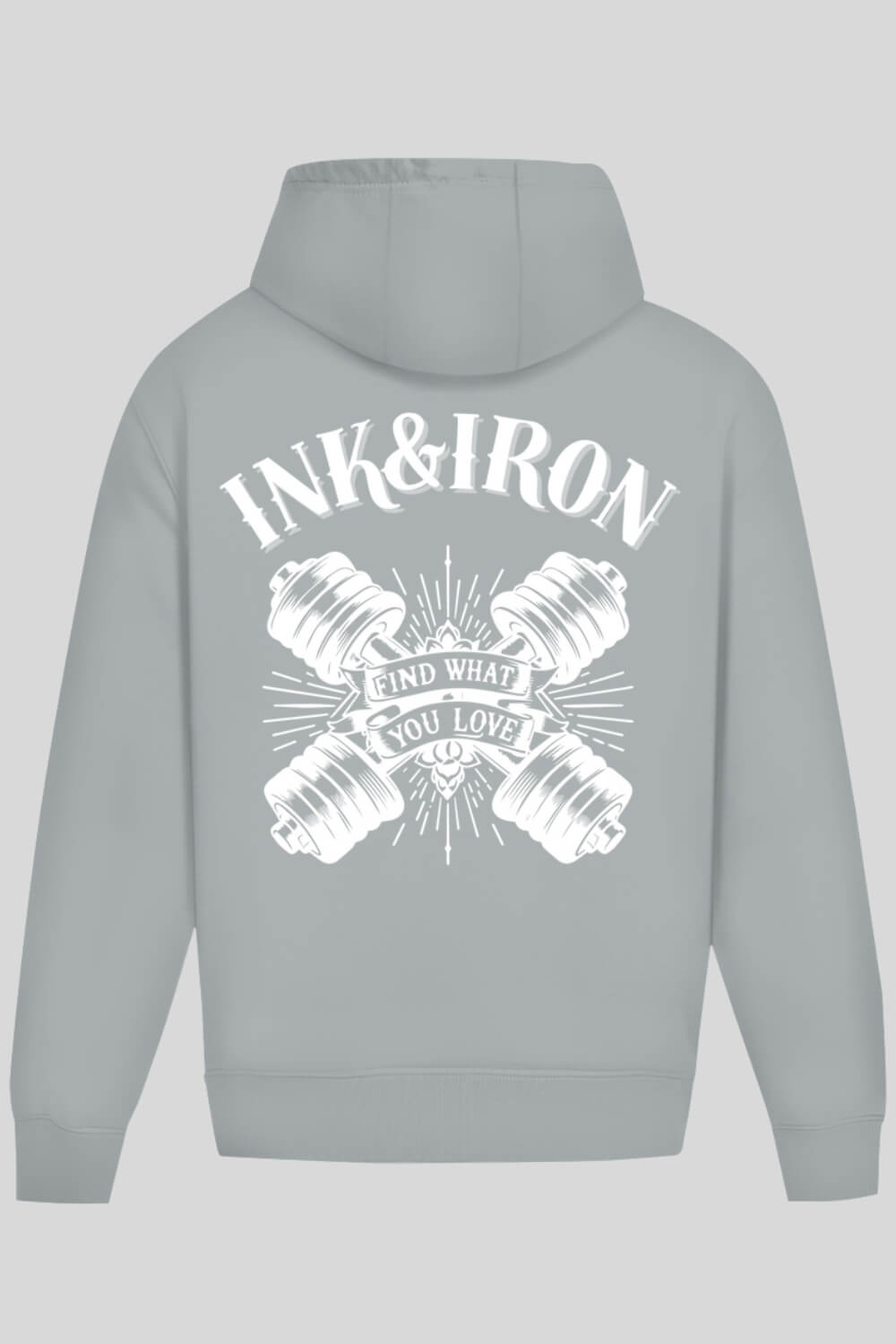 Rückansicht Love Oversize Hoodie Asphalt für Männer und Frauen