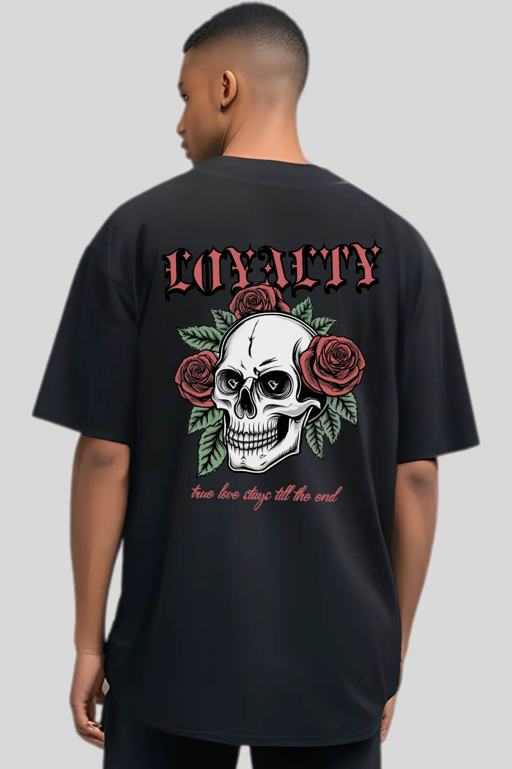 Rückansicht Loyalty Oversize T-Shirt Black für Männer und Frauen