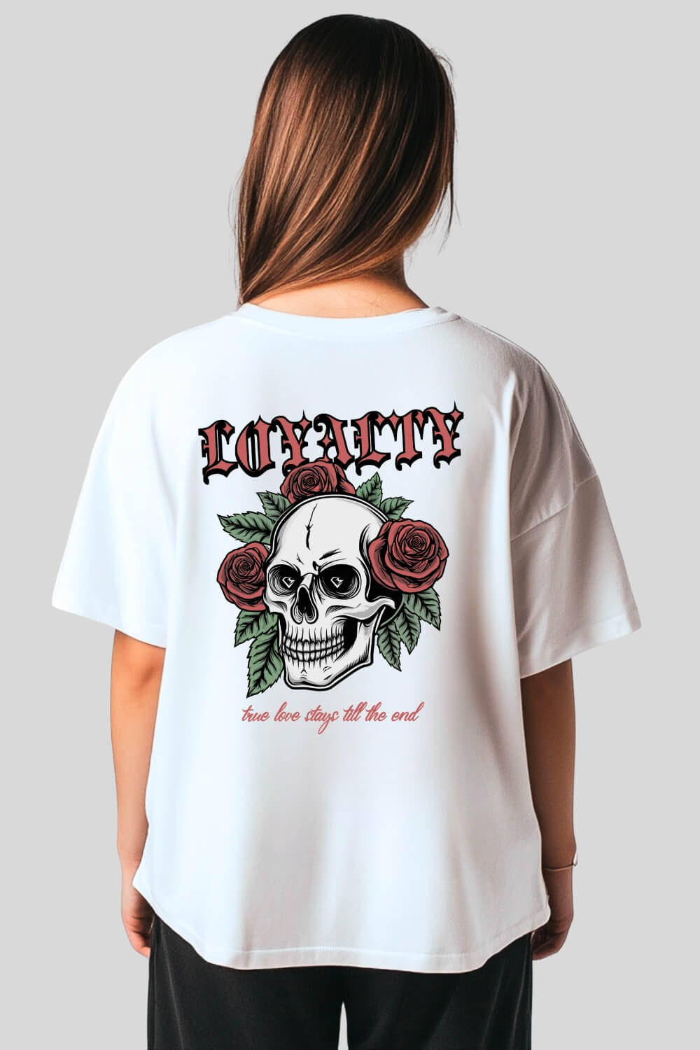 Rückansicht Loyalty Oversize T-Shirt White für Männer und Frauen