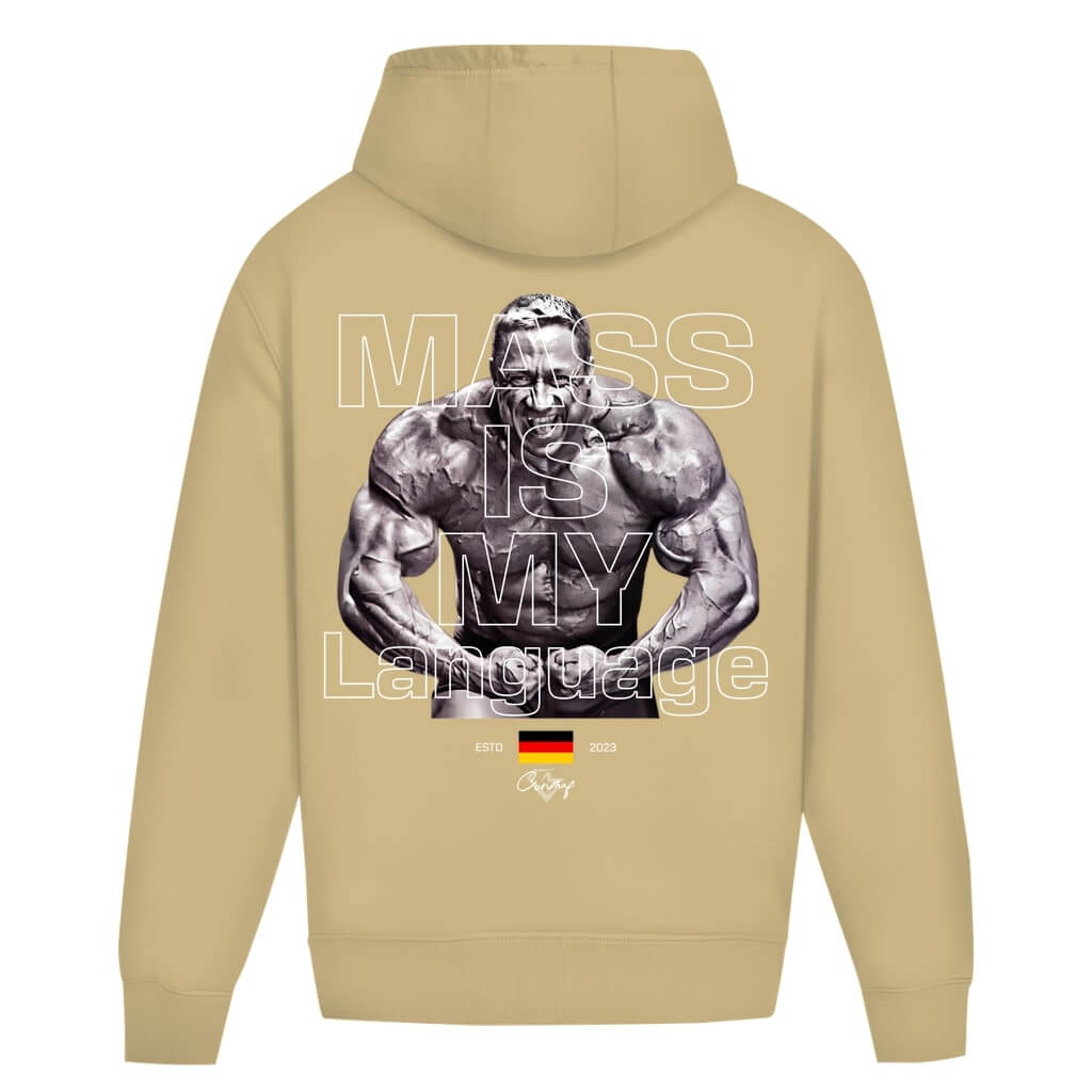 Rückansicht Mass Oversize Hoodie Sand für Männer und Frauen
