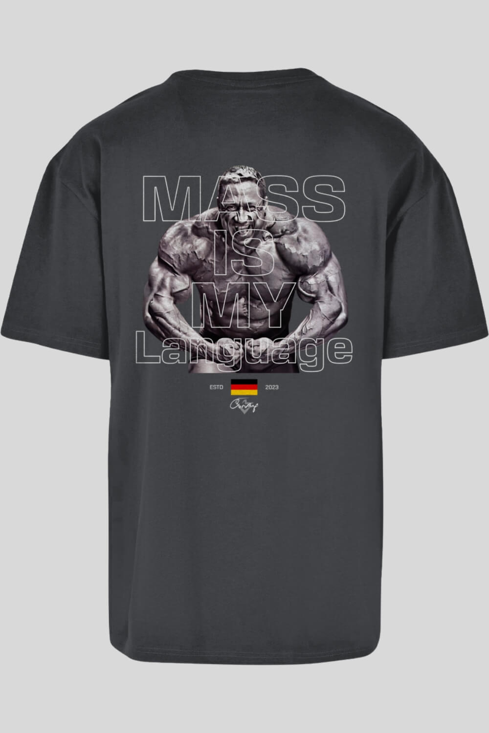 Rückansicht Mass Oversize T-Shirt Charcoal für Männer und Frauen