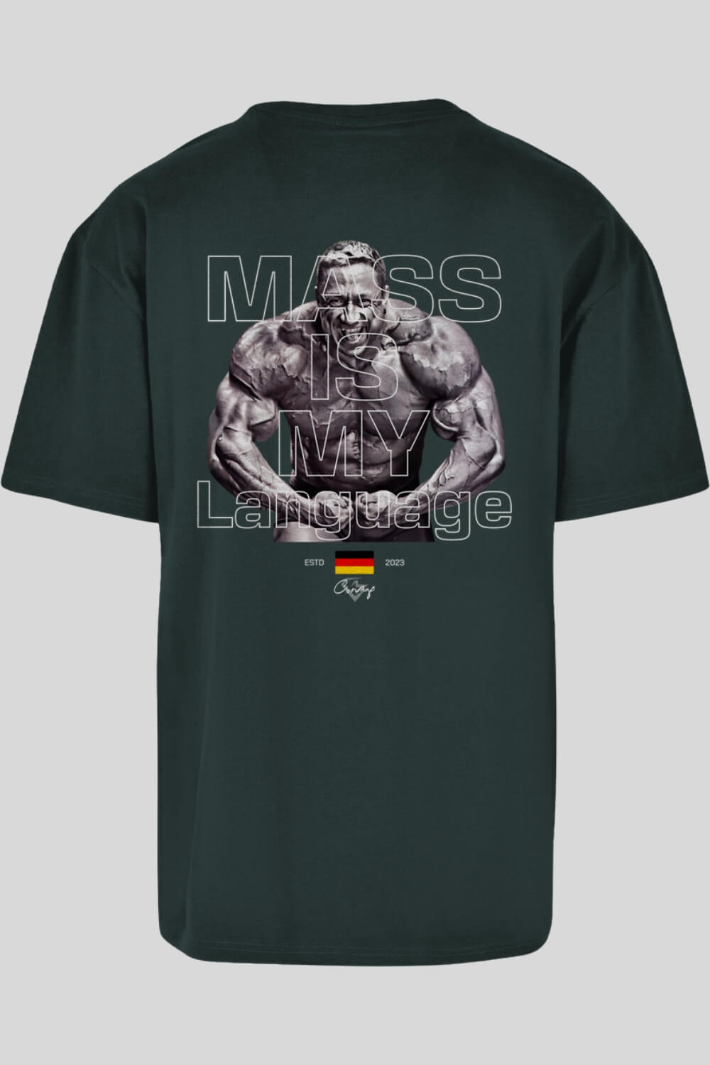 Rückansicht Mass Oversize T-Shirt Green für Männer und Frauen