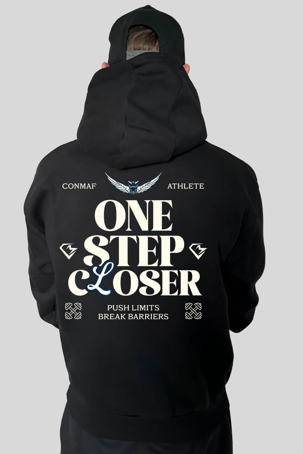 Rückansicht One Step Closer Oversize Hoodie Black für Männer und Frauen