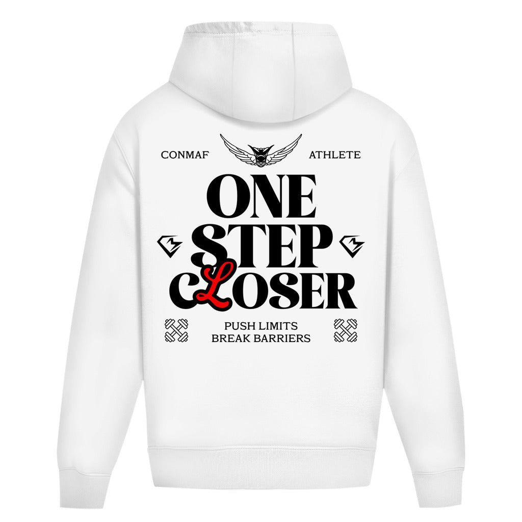 Rückansicht One Step Closer Oversize Hoodie White für Männer und Frauen